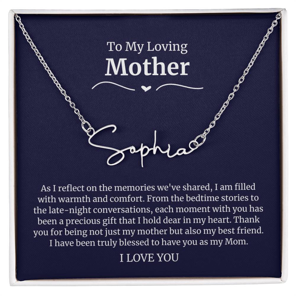 To My Loving Mother Script Name Necklace