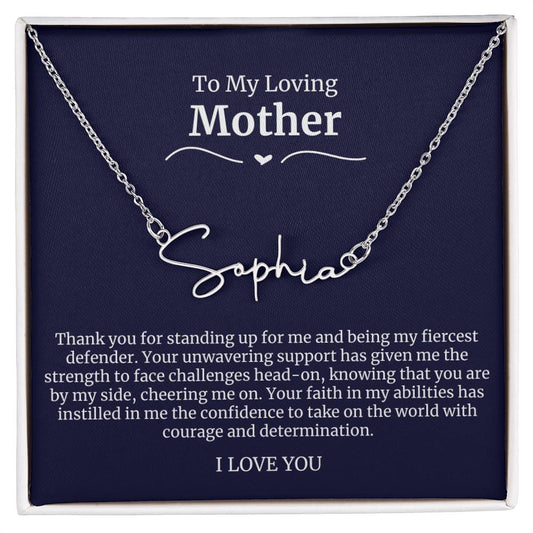 To My Loving Mother Script Name Necklace