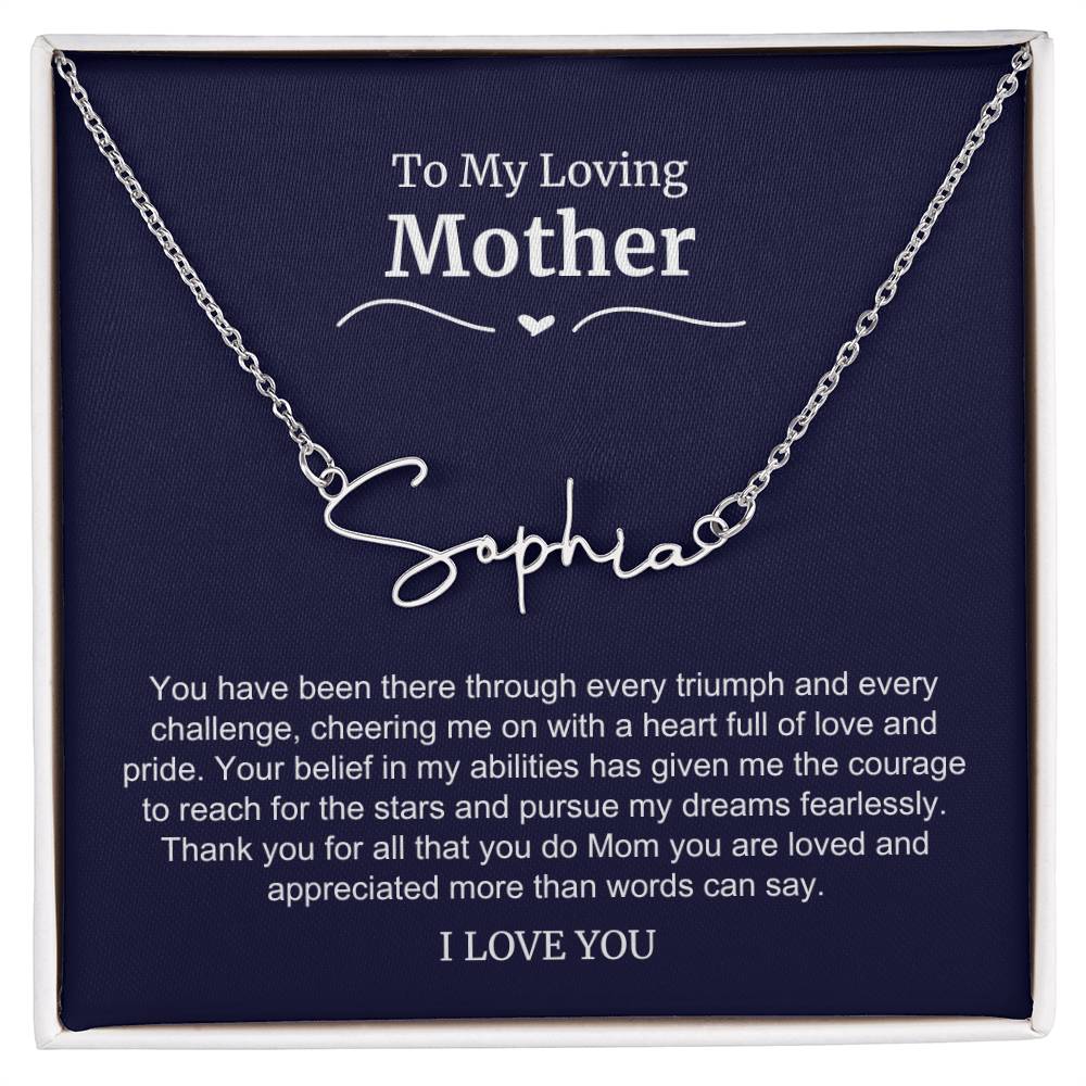 To My Loving Mother Script Name Necklace