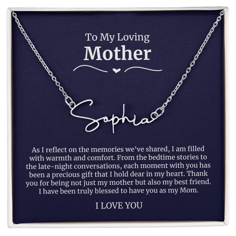 To My Loving Mother Script Name Necklace