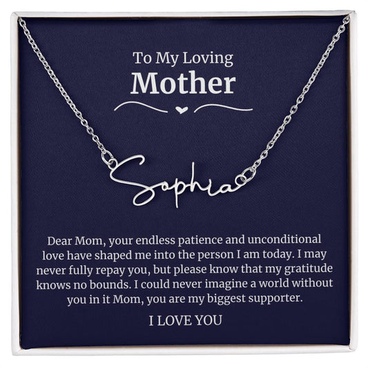 o My Loving Mother Script Name Necklace