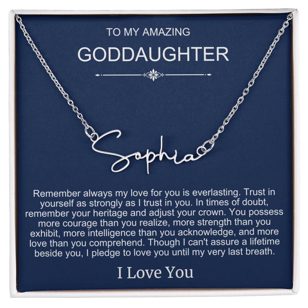 Beautiful Gift To Goddaughter from God Parent Name Necklace