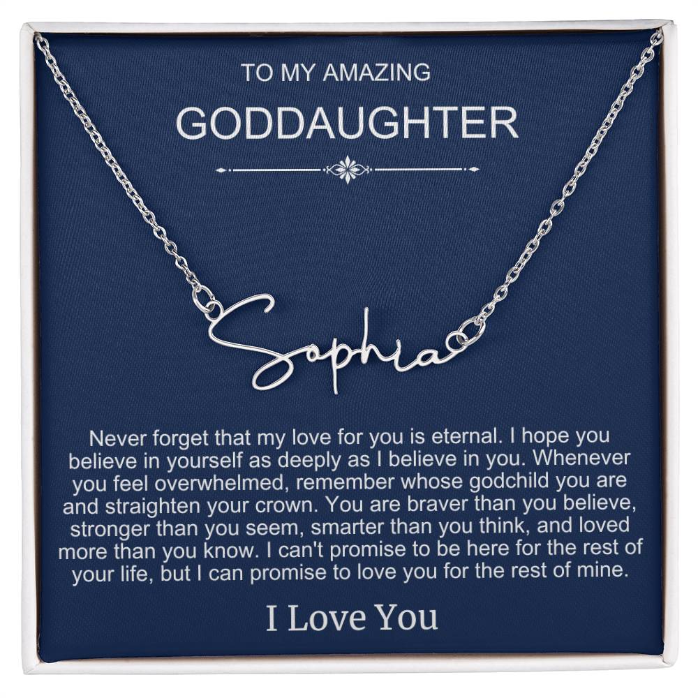 Beautiful Gift To Goddaughter from God Parent Name Necklace