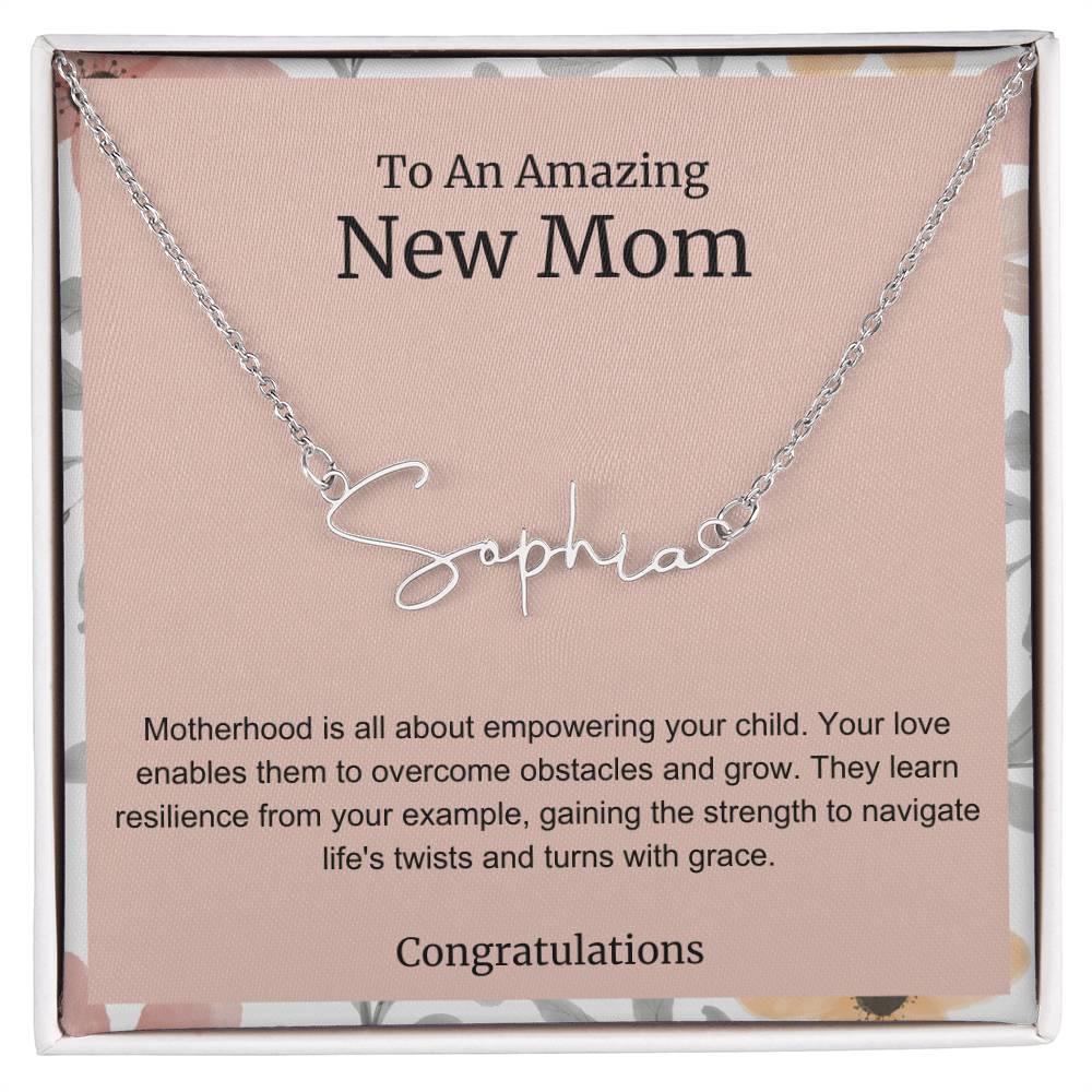 To An Amazing New Mom Personalized Script Name Necklace