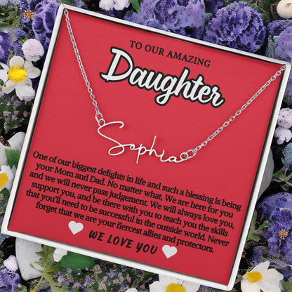 To Daughter Personalized Script Necklace