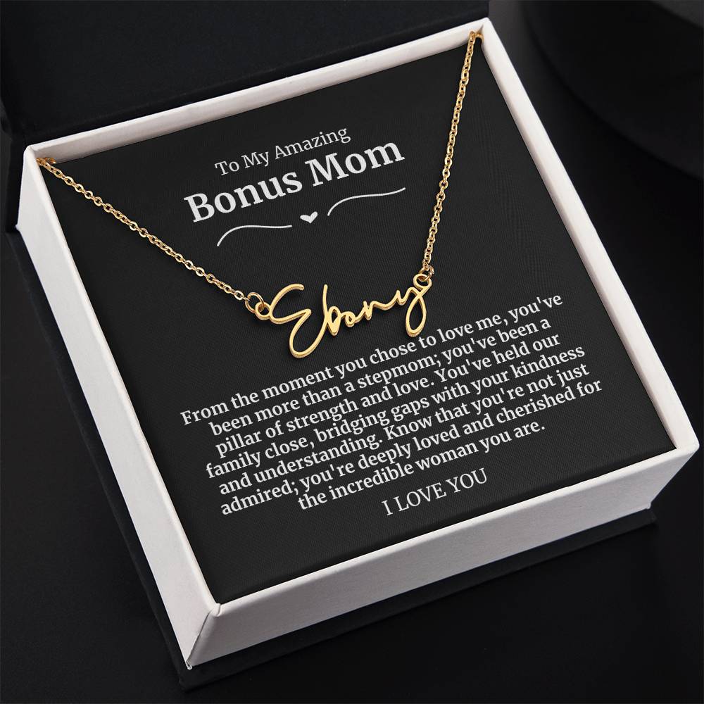 23 To My Amazing Bonus Mom Signature Necklace