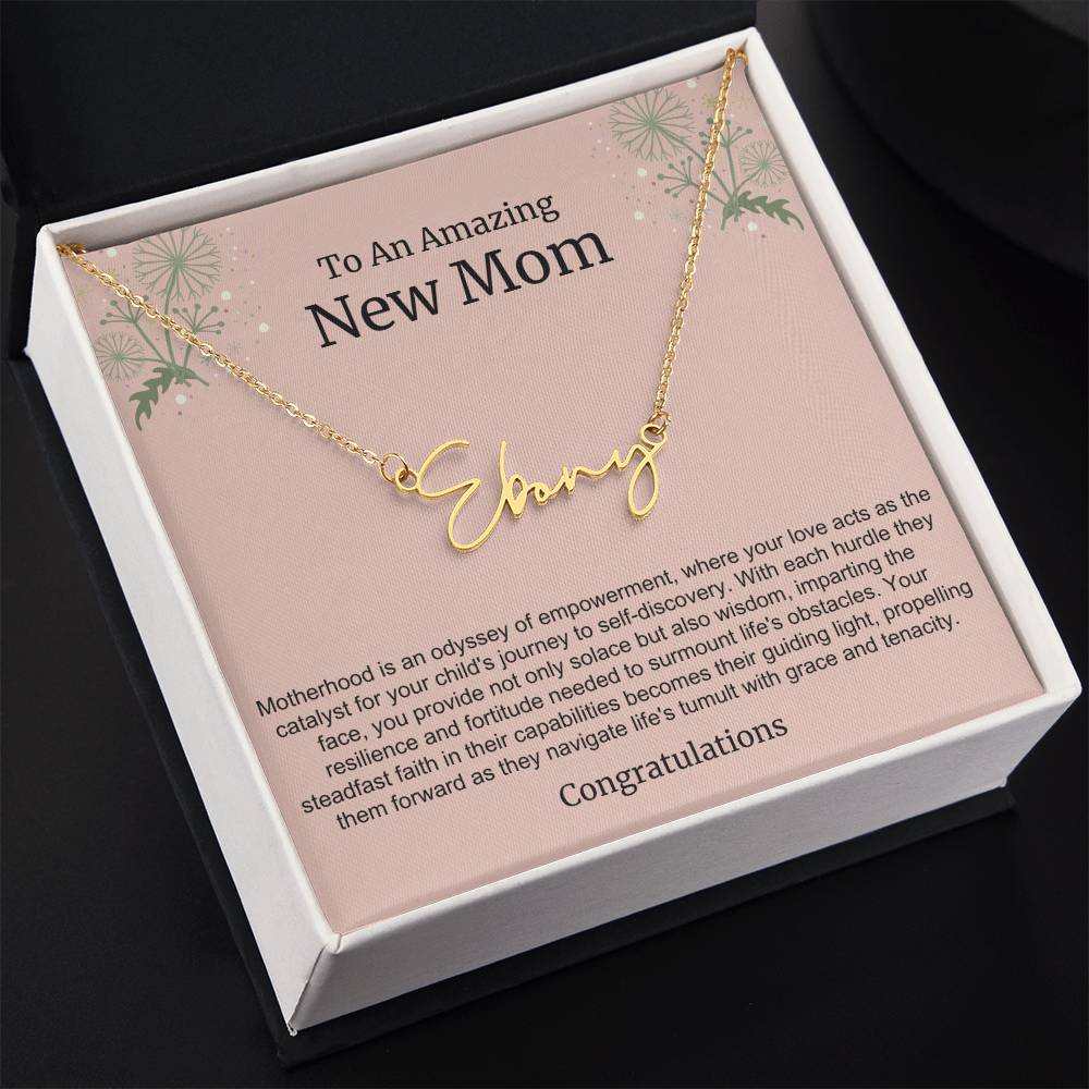 To An Amazing New Mom Personalized Script Name Necklace