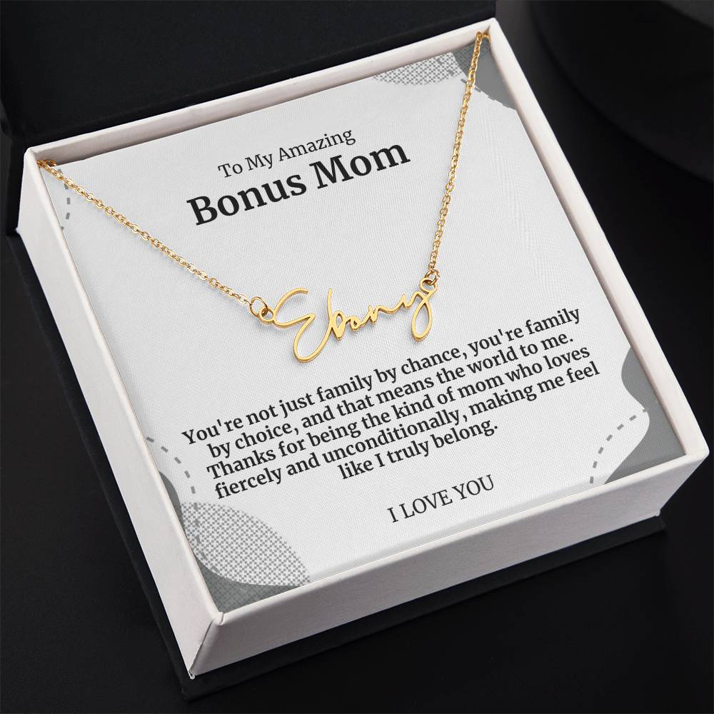 To My Amazing Bonus Mom Signature Necklace