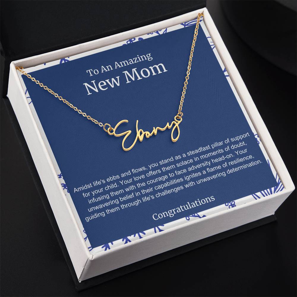 To An Amazing New Mom Personalized Script Name Necklace