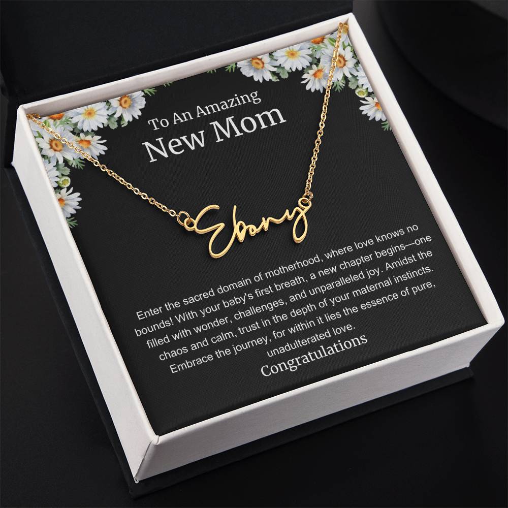 To An Amazing New Mom Personalized Script Name Necklace