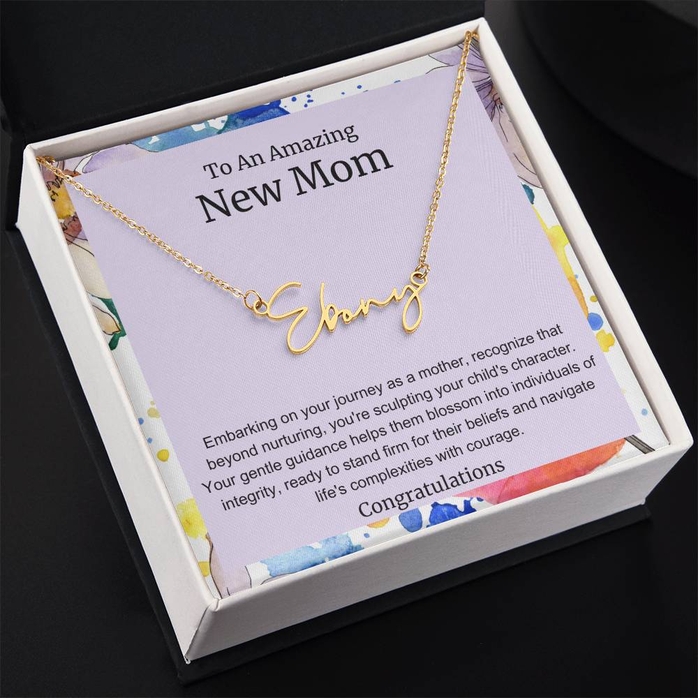 To An Amazing New Mom Personalized Script Name Necklace