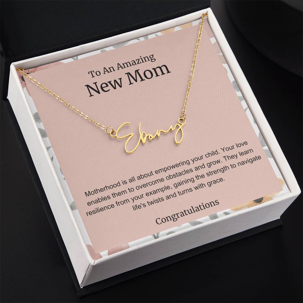 To An Amazing New Mom Personalized Script Name Necklace