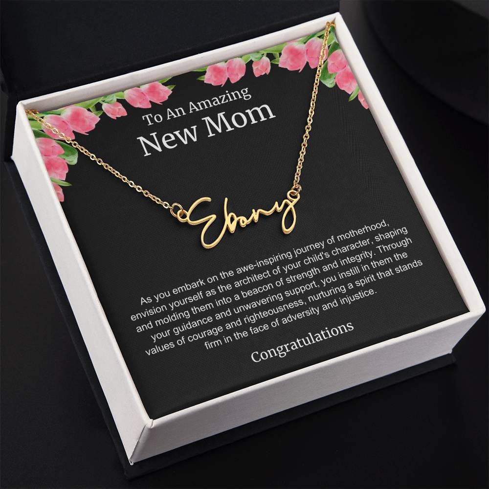 To An Amazing New Mom Personalized Script Name Necklace