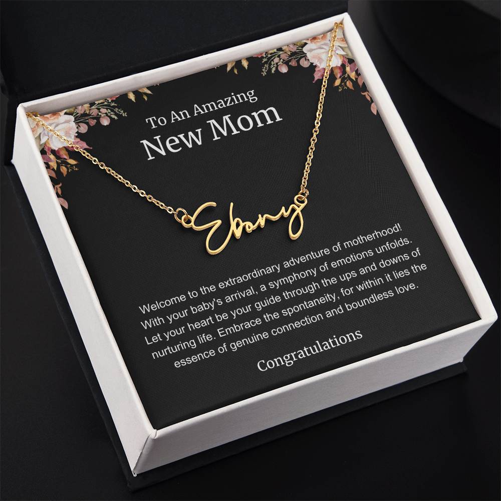 To An Amazing New Mom Personalized Script Name Necklace