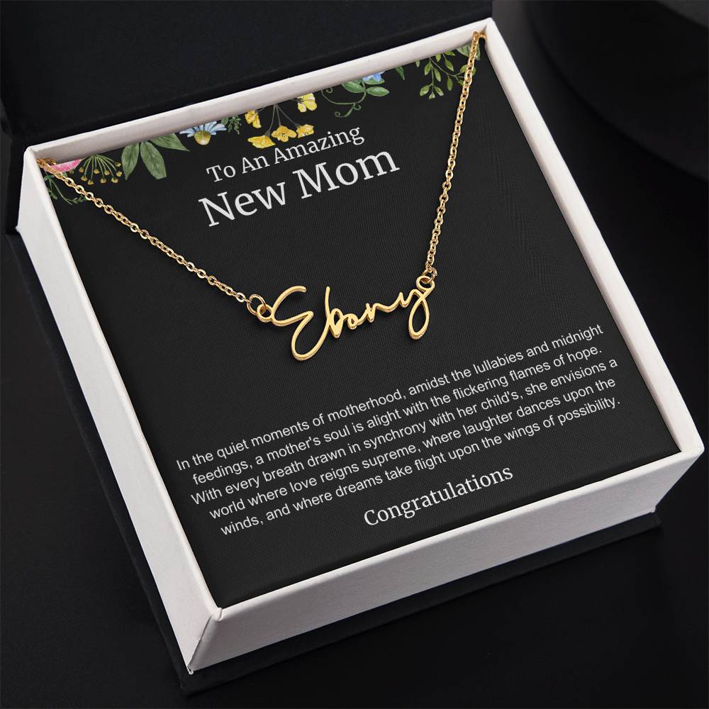 To An Amazing New Mom Personalized Script Name Necklace