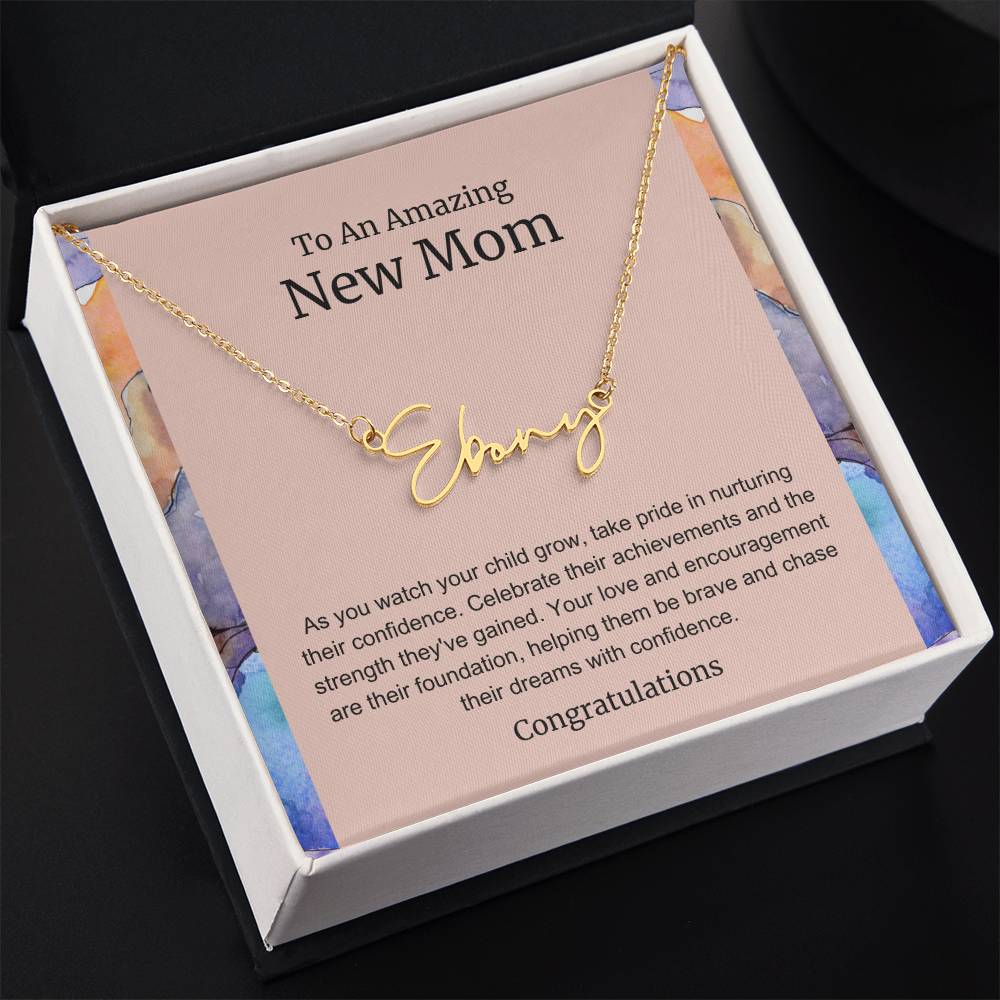 To An Amazing New Mom Personalized Script Name Necklace