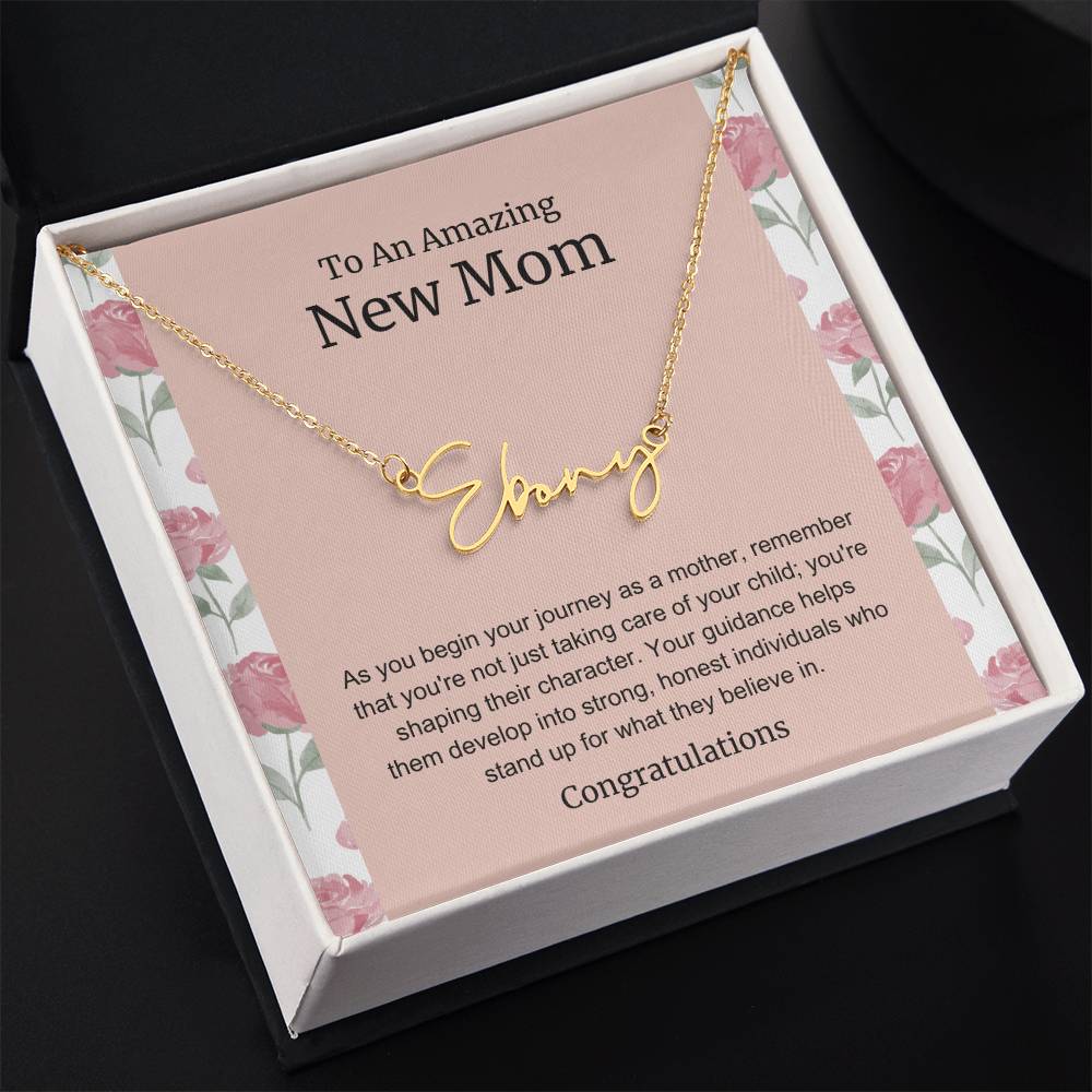 To An Amazing New Mom Personalized Script Name Necklace