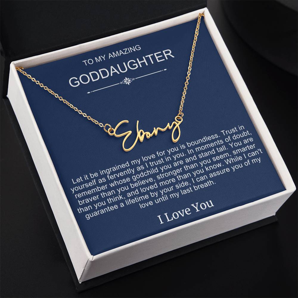 Beautiful Gift To Goddaughter from God Parent Name Necklace