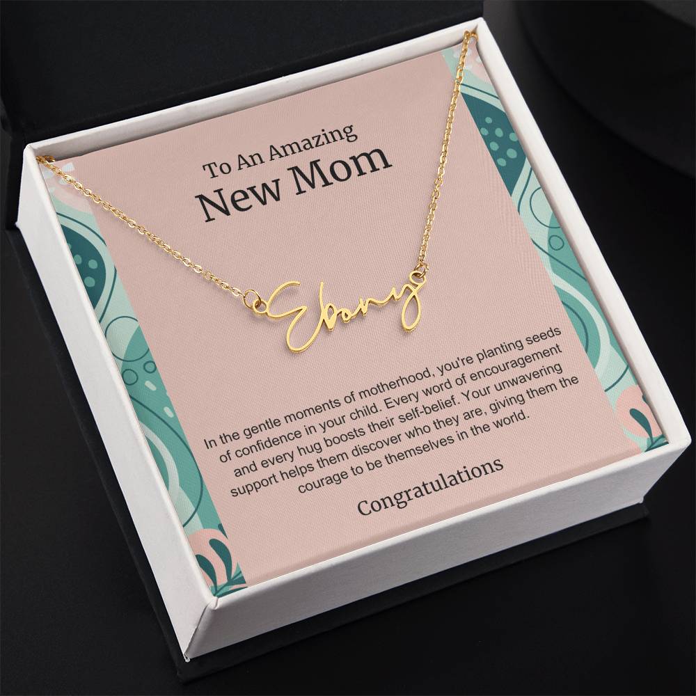 To An Amazing New Mom Personalized Script Name Necklace