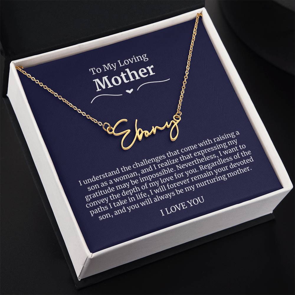 To My Loving Mother Script Name Necklace