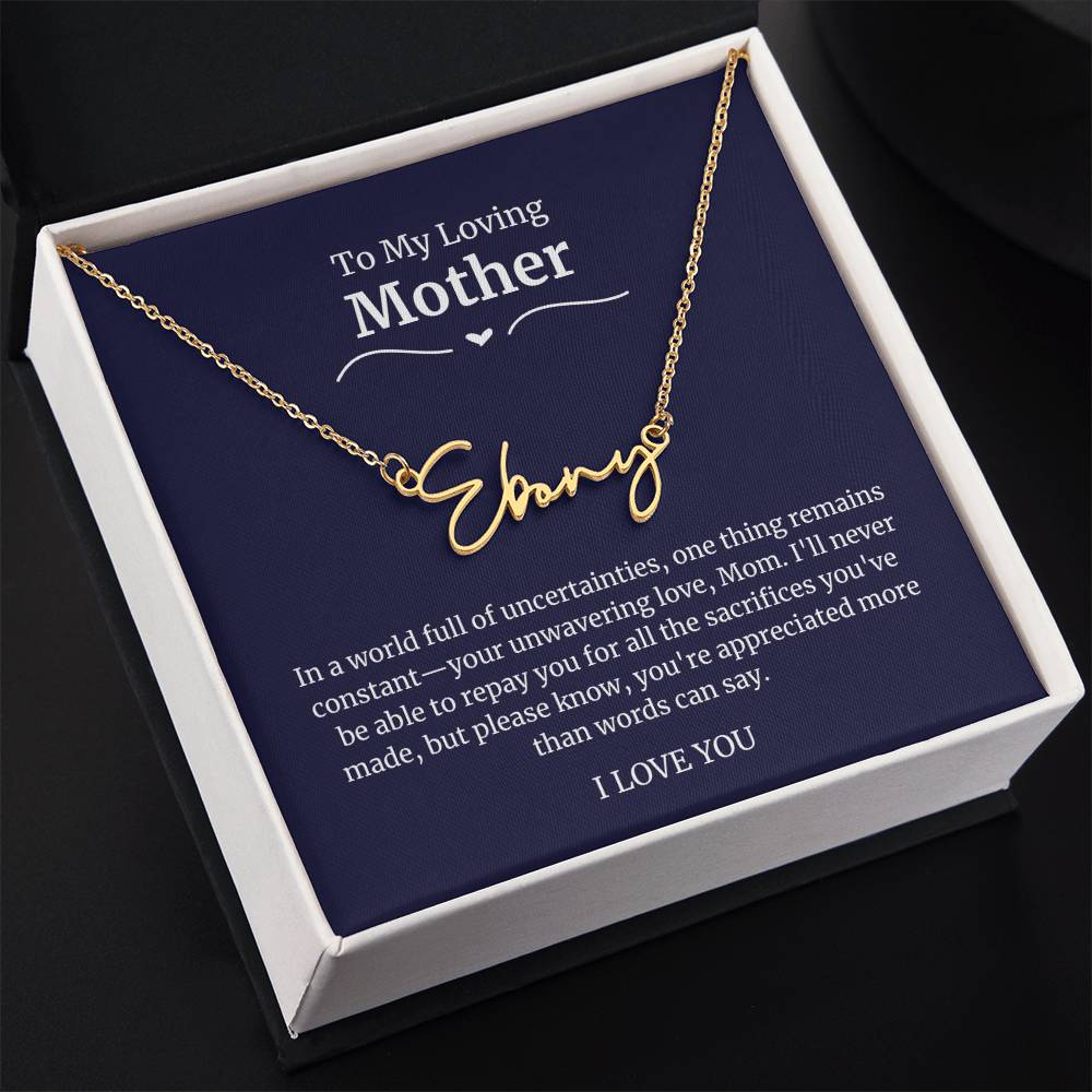 To My Loving Mother Script Name Necklace