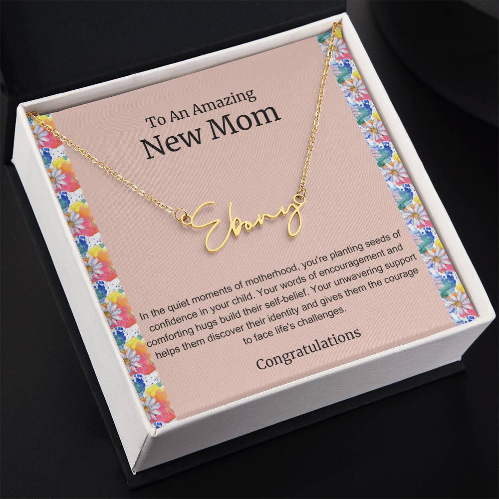 To An Amazing New Mom Personalized Script Name Necklace