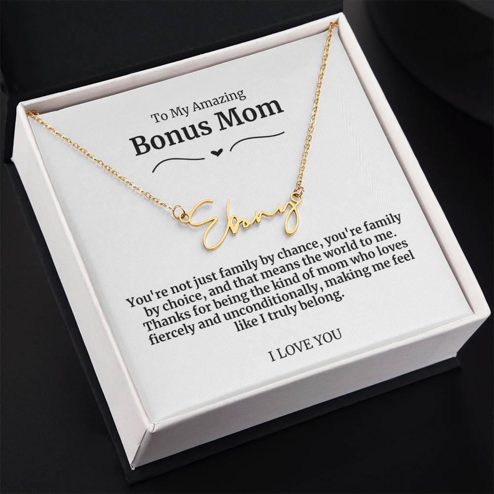 To My Amazing Bonus Mom Signature Necklace