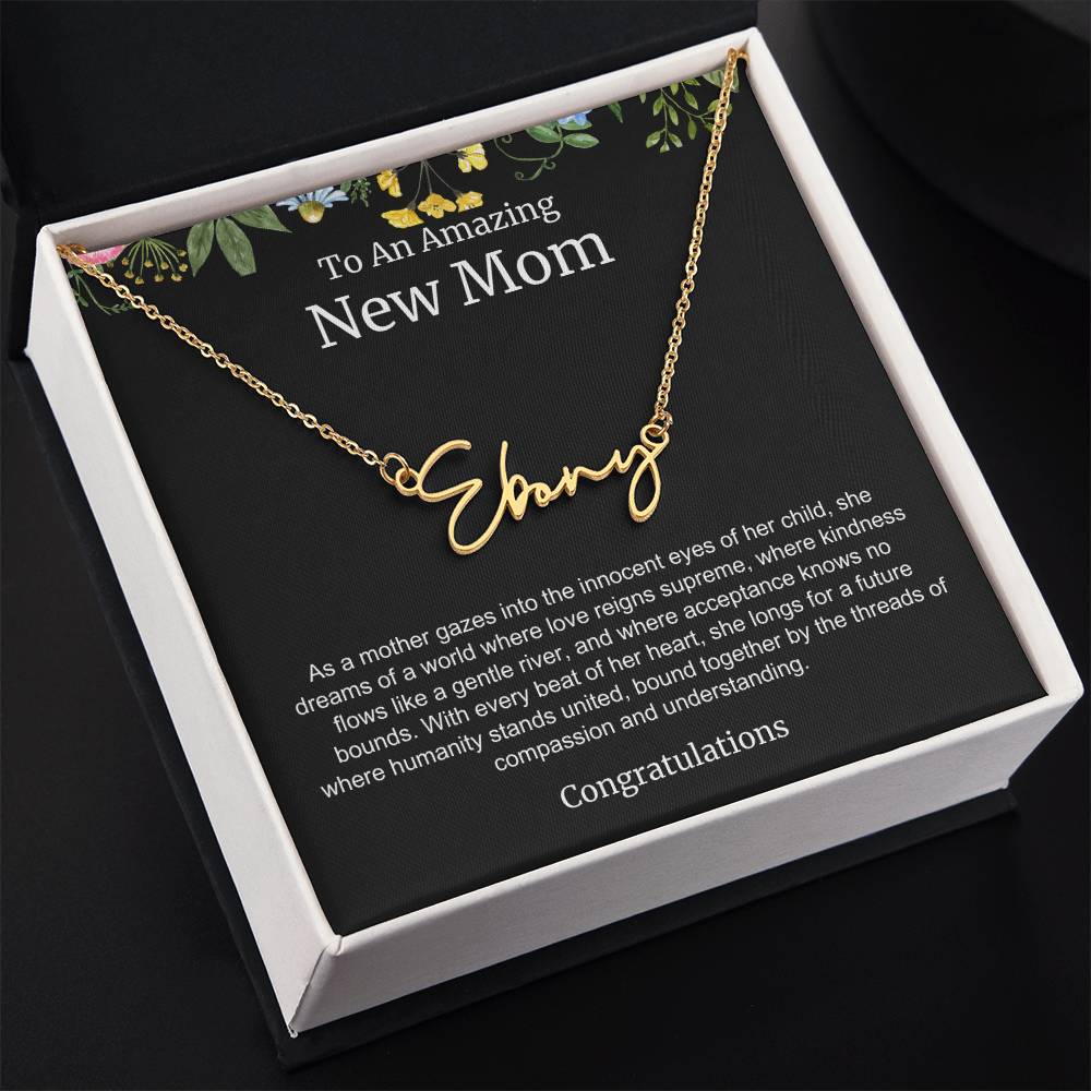 To An Amazing New Mom Personalized Script Name Necklace