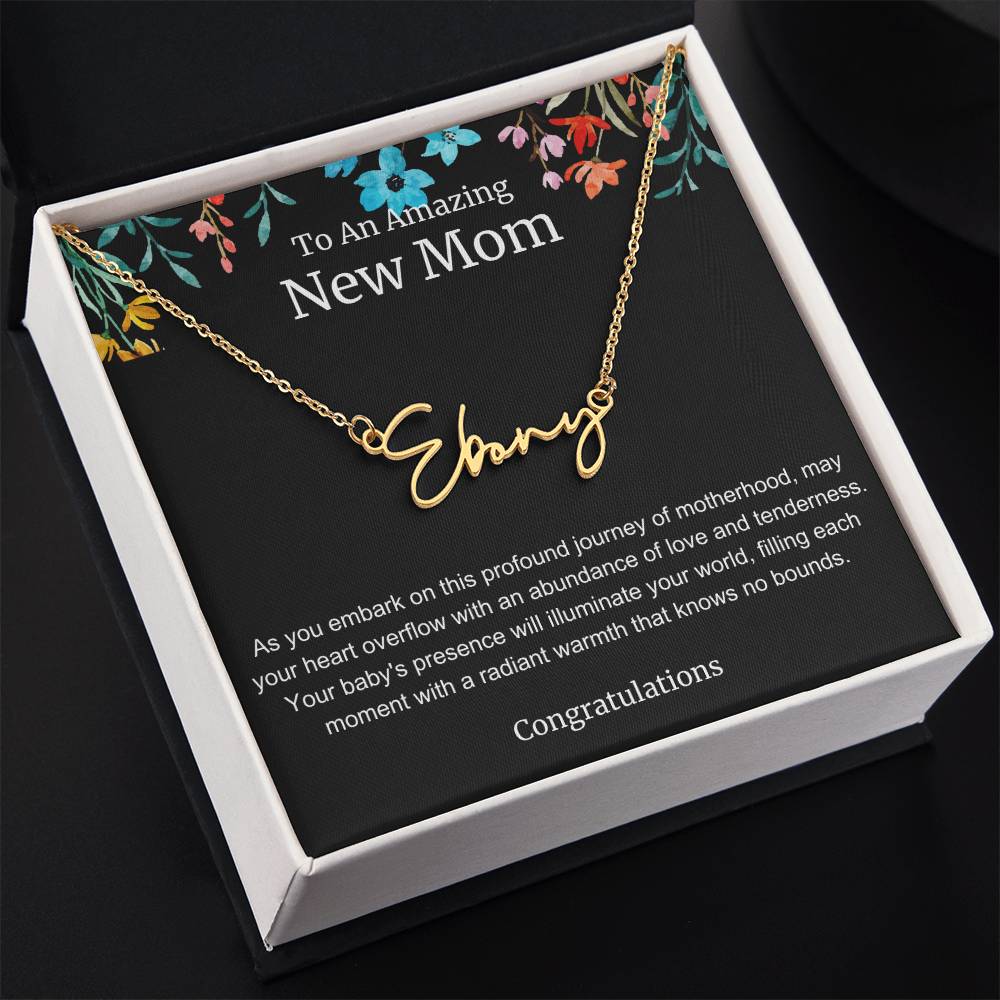 To An Amazing New Mom Personalized Script Name Necklace