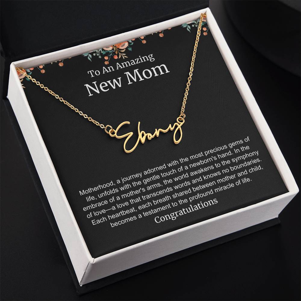 To An Amazing New Mom Personalized Script Name Necklace