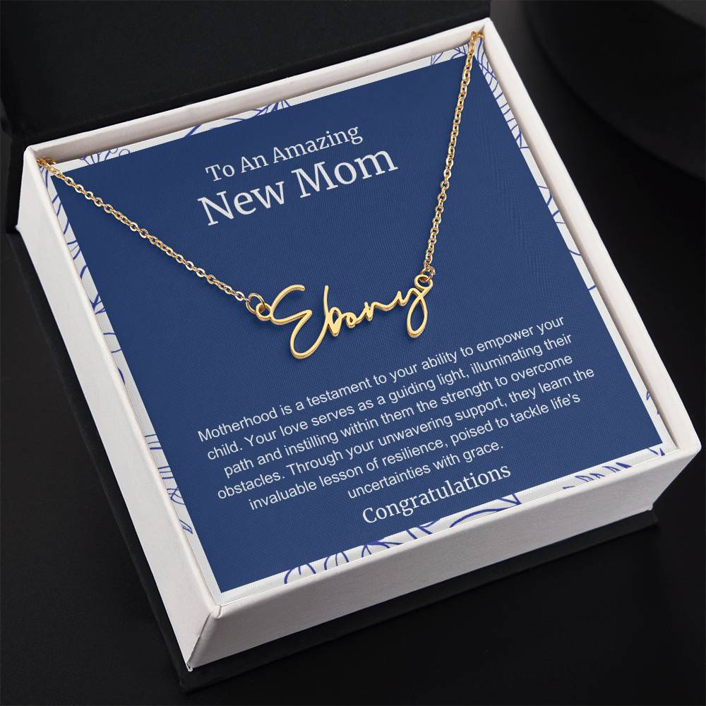 To An Amazing New Mom Personalized Script Name Necklace