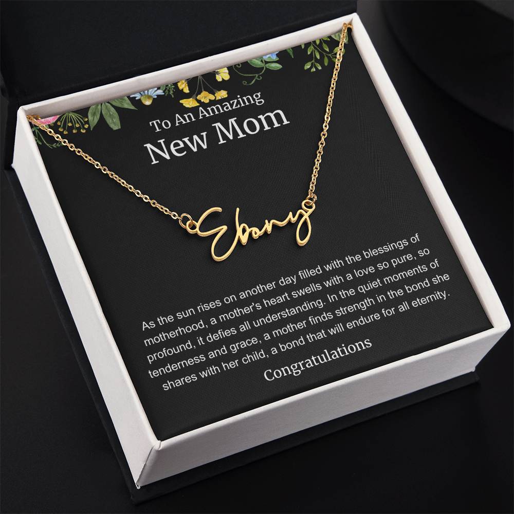 To An Amazing New Mom Personalized Script Name Necklace