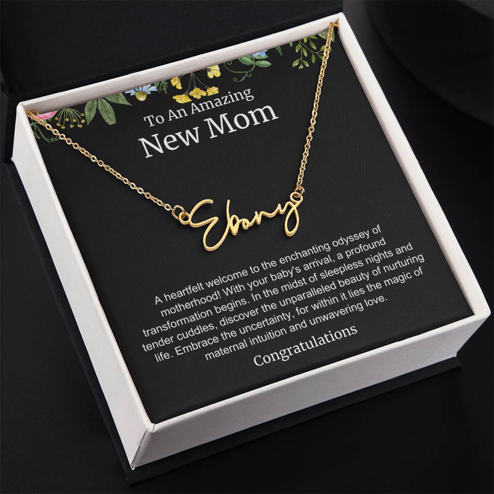 To An Amazing New Mom Personalized Script Name Necklace