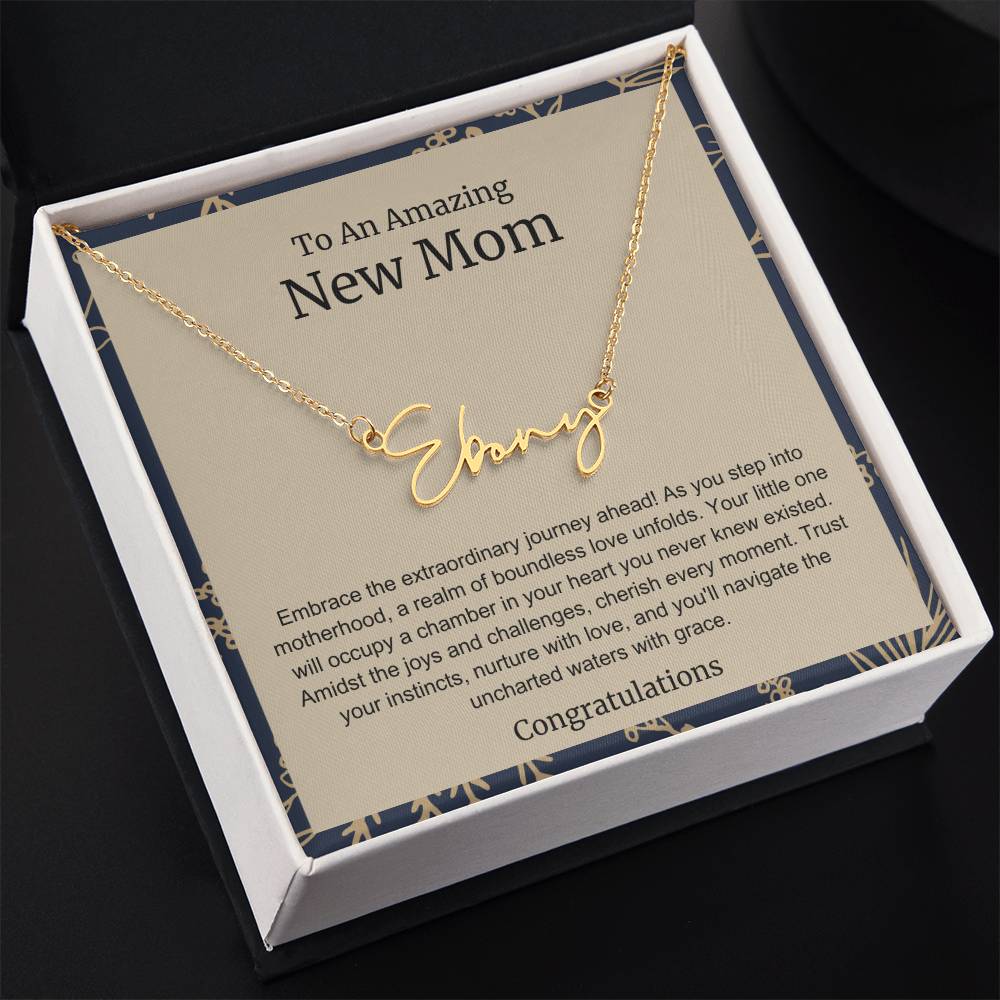 To An Amazing New Mom Personalized Script Name Necklace