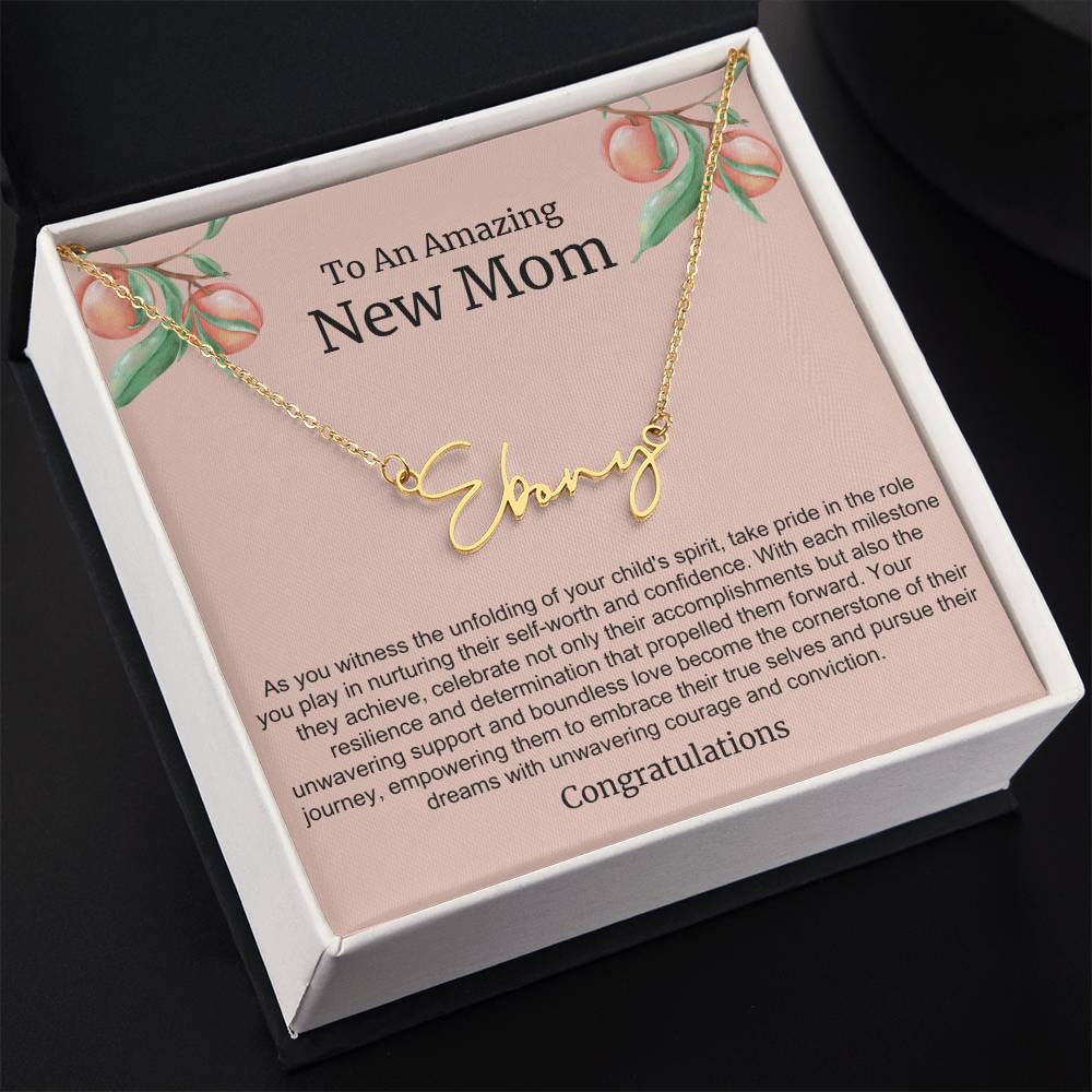 To An Amazing New Mom Personalized Script Name Necklace