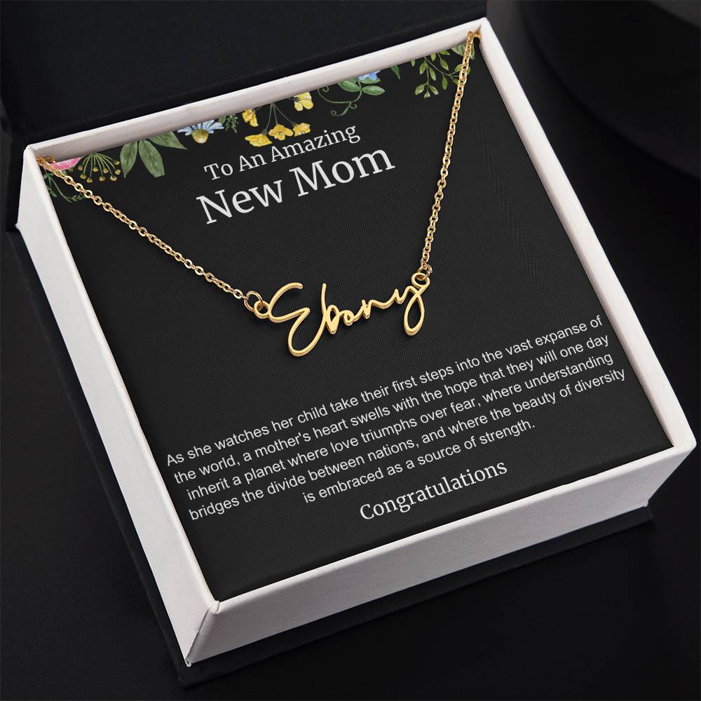 To An Amazing New Mom Personalized Script Name Necklace