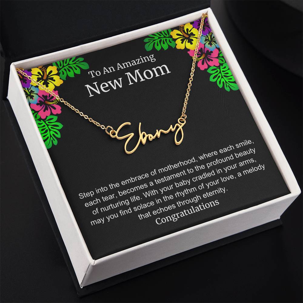 To An Amazing New Mom Personalized Script Name Necklace