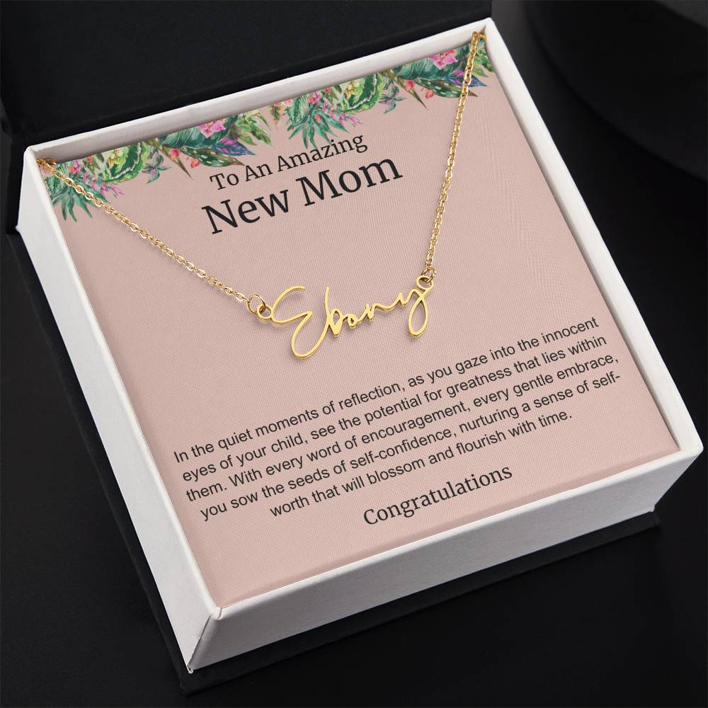 To An Amazing New Mom Personalized Script Name Necklace