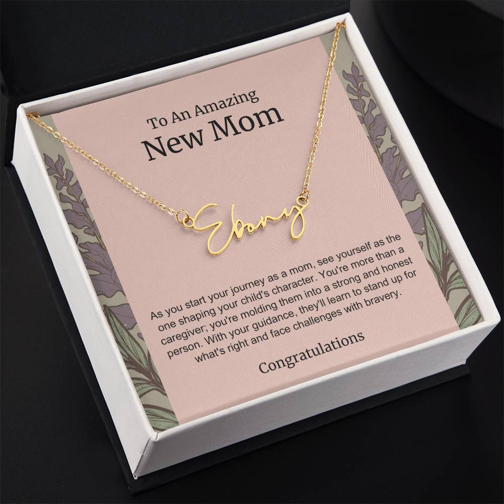 To An Amazing New Mom Personalized Script Name Necklace