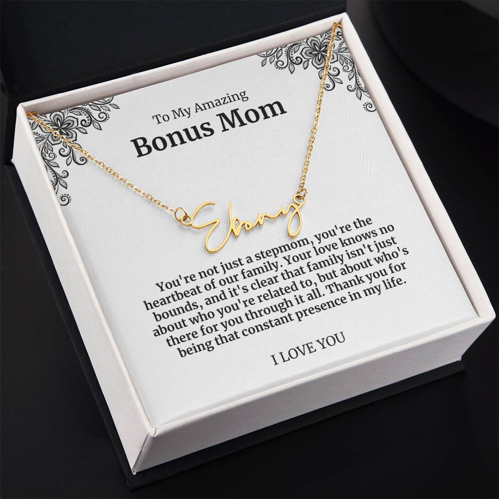 To My Amazing Bonus Mom Signature Necklace