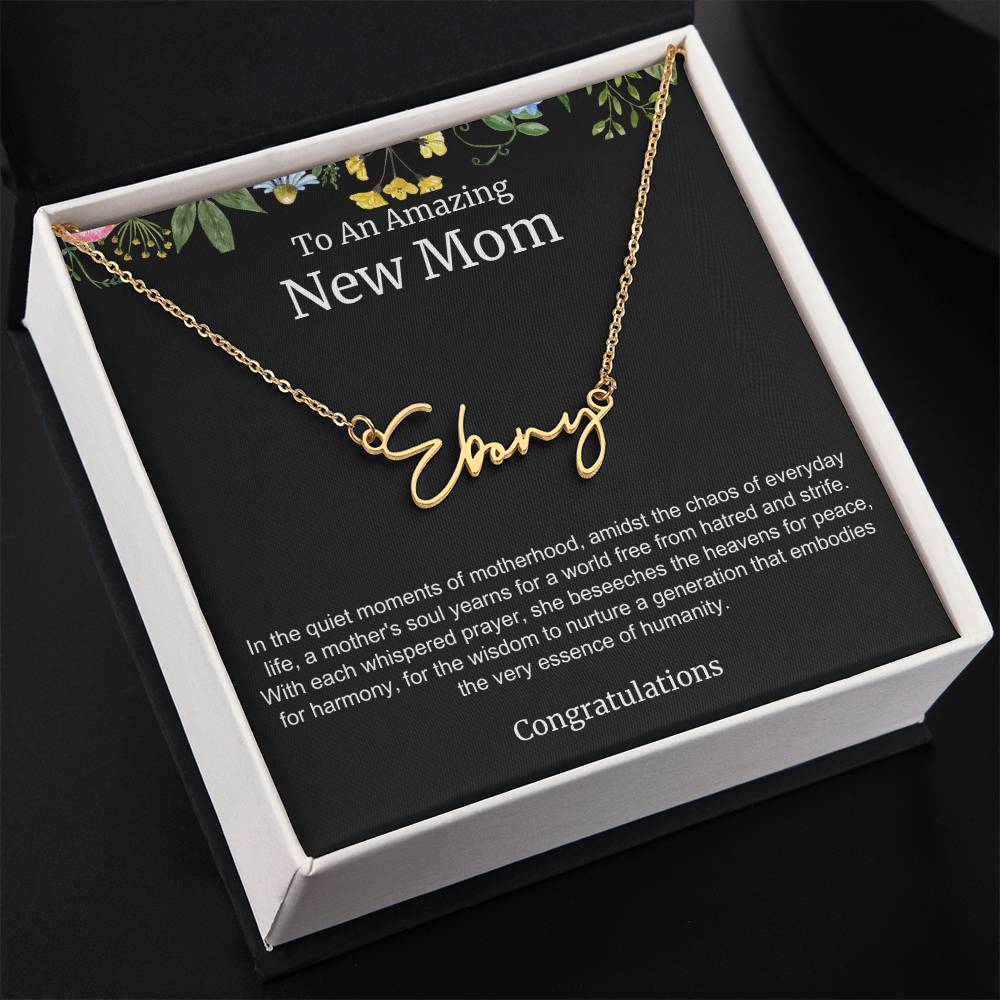 To An Amazing New Mom Personalized Script Name Necklace