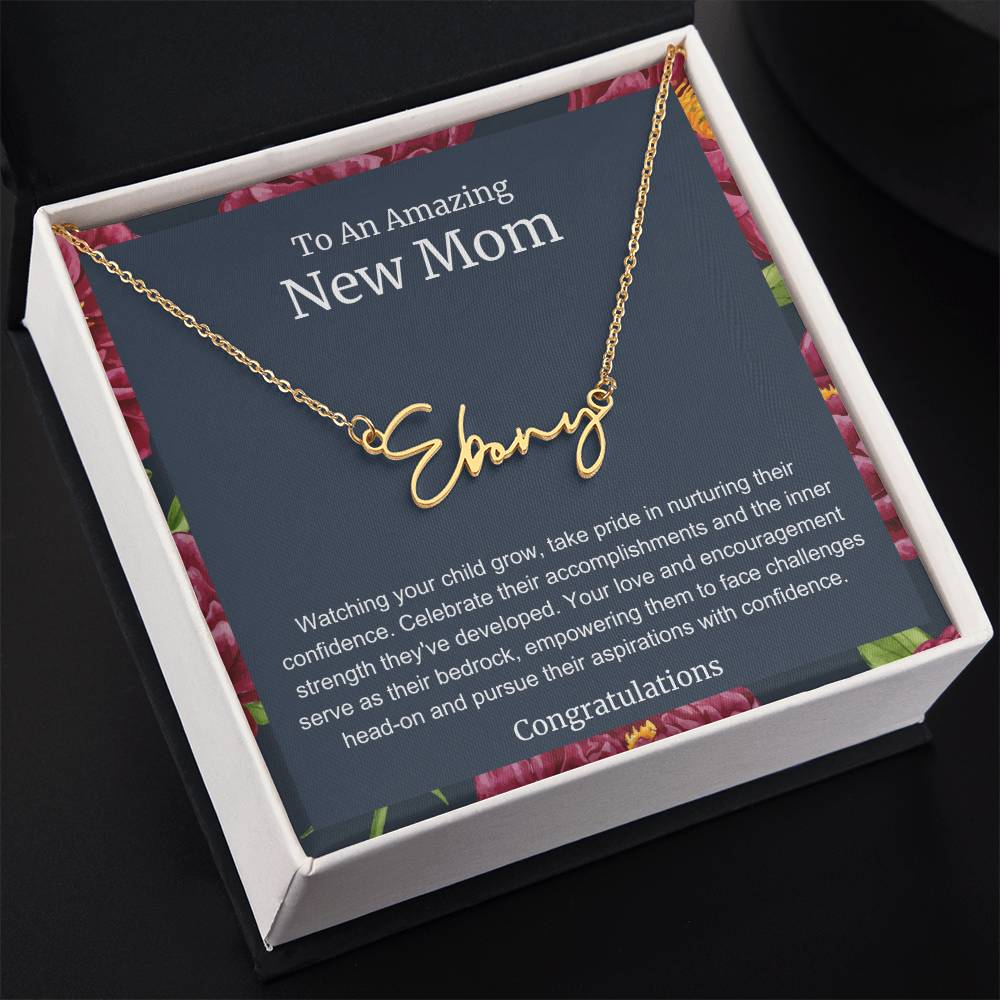 To An Amazing New Mom Personalized Script Name Necklace