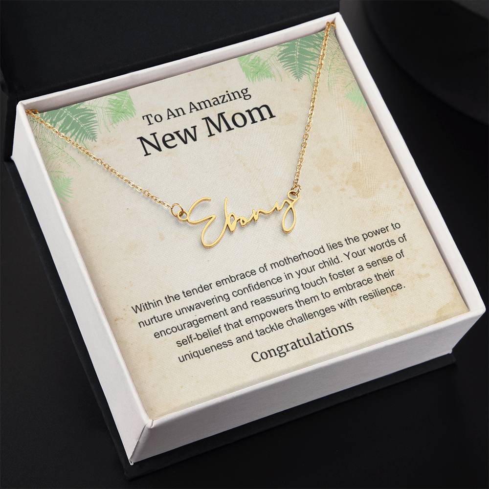 To An Amazing New Mom Personalized Script Name Necklace