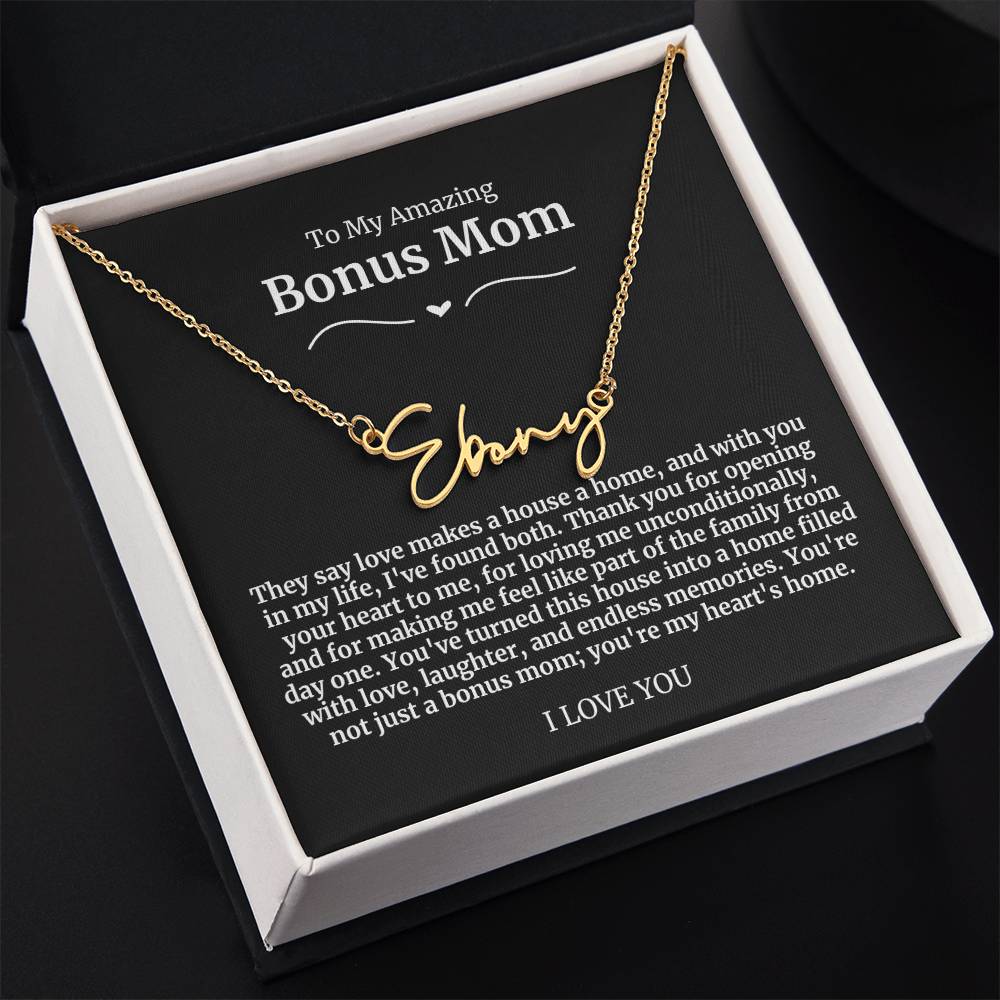 To My Amazing Bonus Mom Signature Necklace