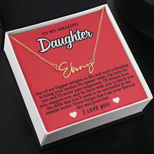 To Daughter From Mother Script Personalized Name Necklace