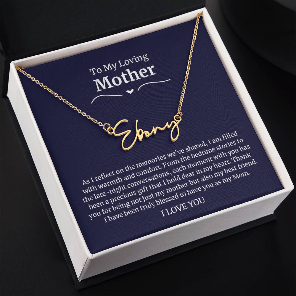 To My Loving Mother Script Name Necklace