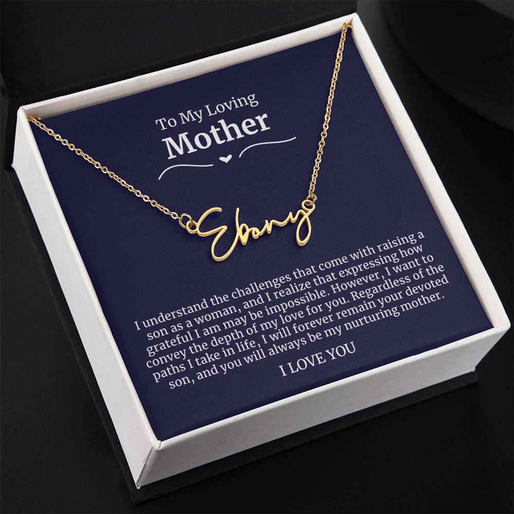 To My Loving Mother Script Name Necklace