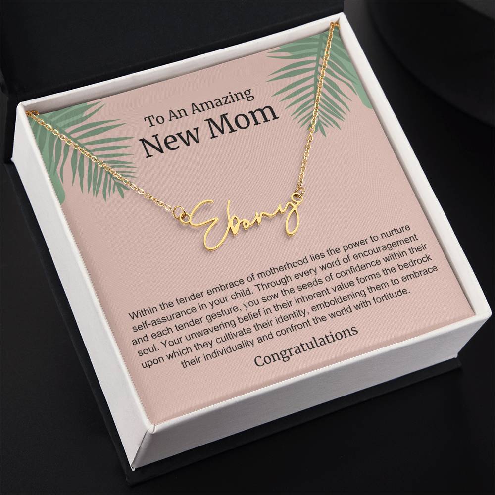 To An Amazing New Mom Personalized Script Name Necklace