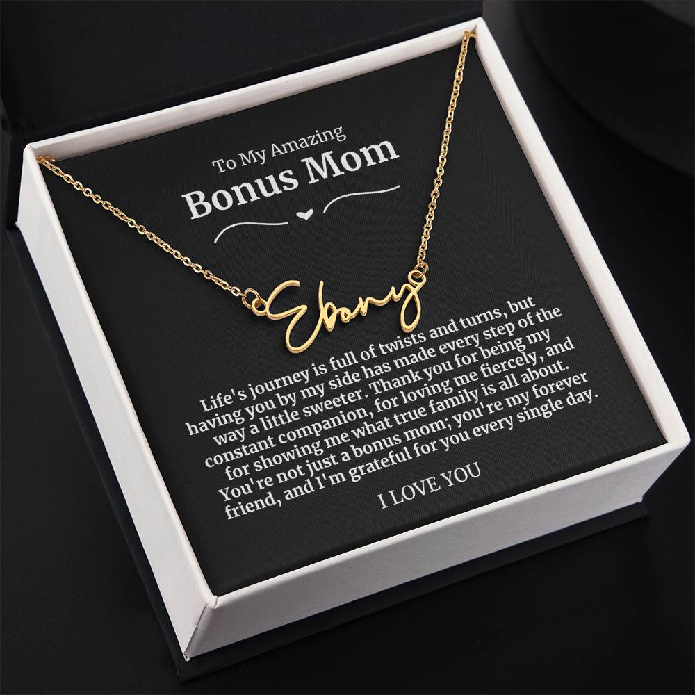 To My Amazing Bonus Mom Signature Necklace