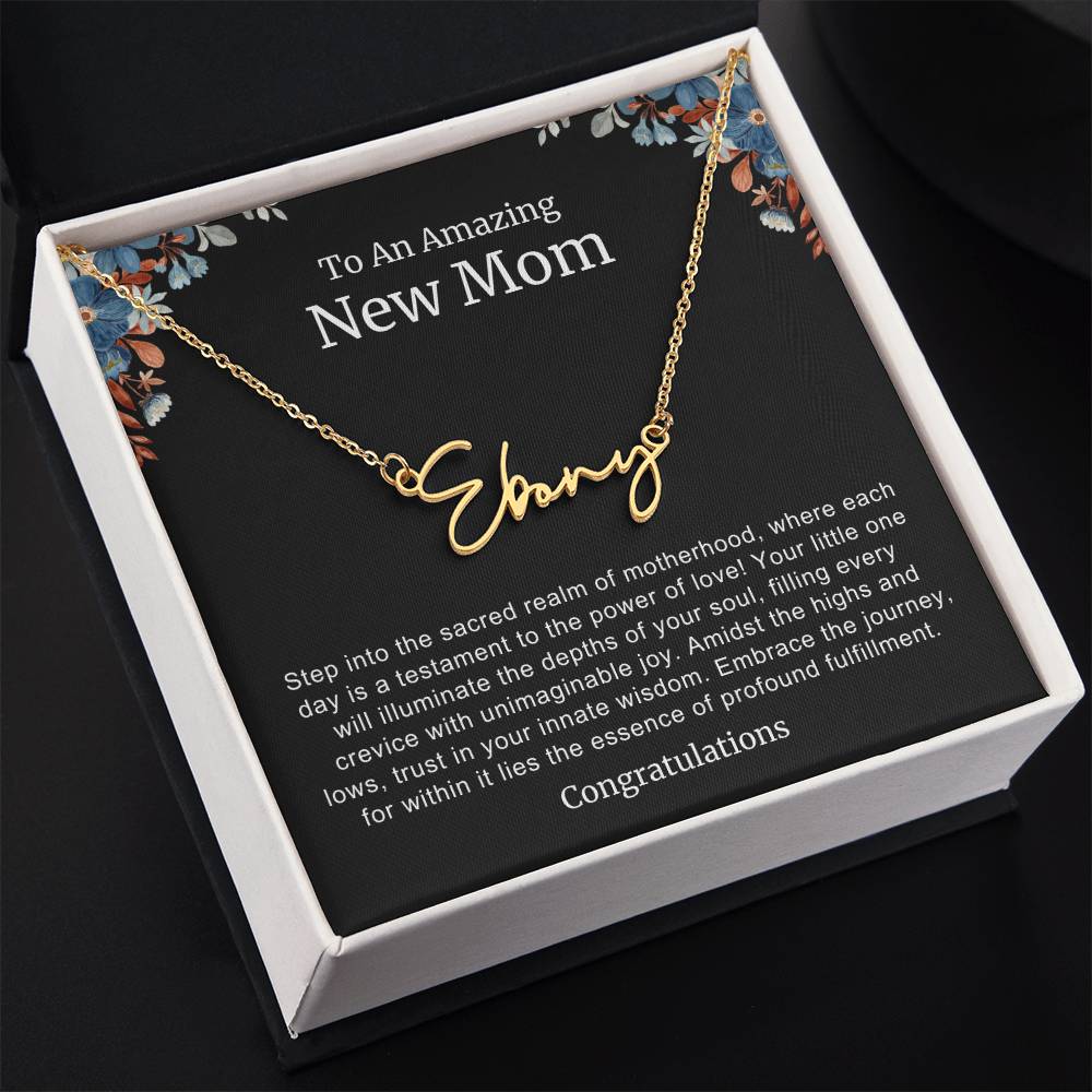 To An Amazing New Mom Personalized Script Name Necklace